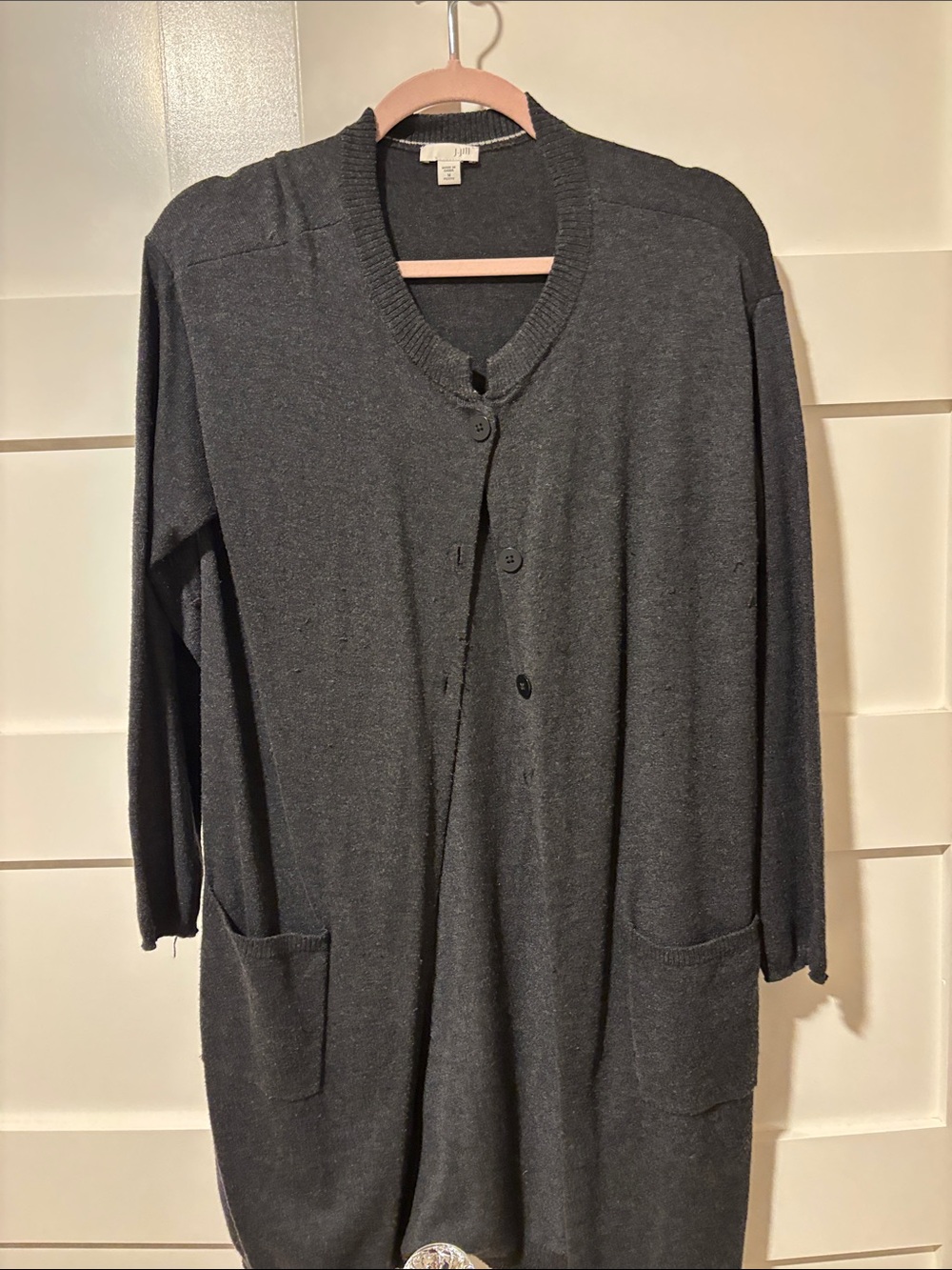 J Jill Dark Gray Longline Button-Front Women's Sweater Cardigan -size Medium